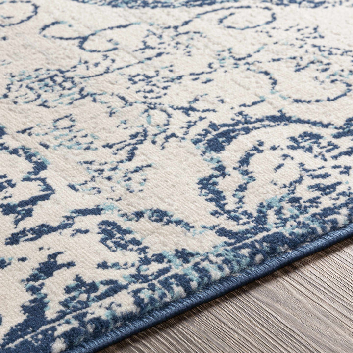 Pannal Traditional Style Ivory And Blue Area Rug - The Rug Decor