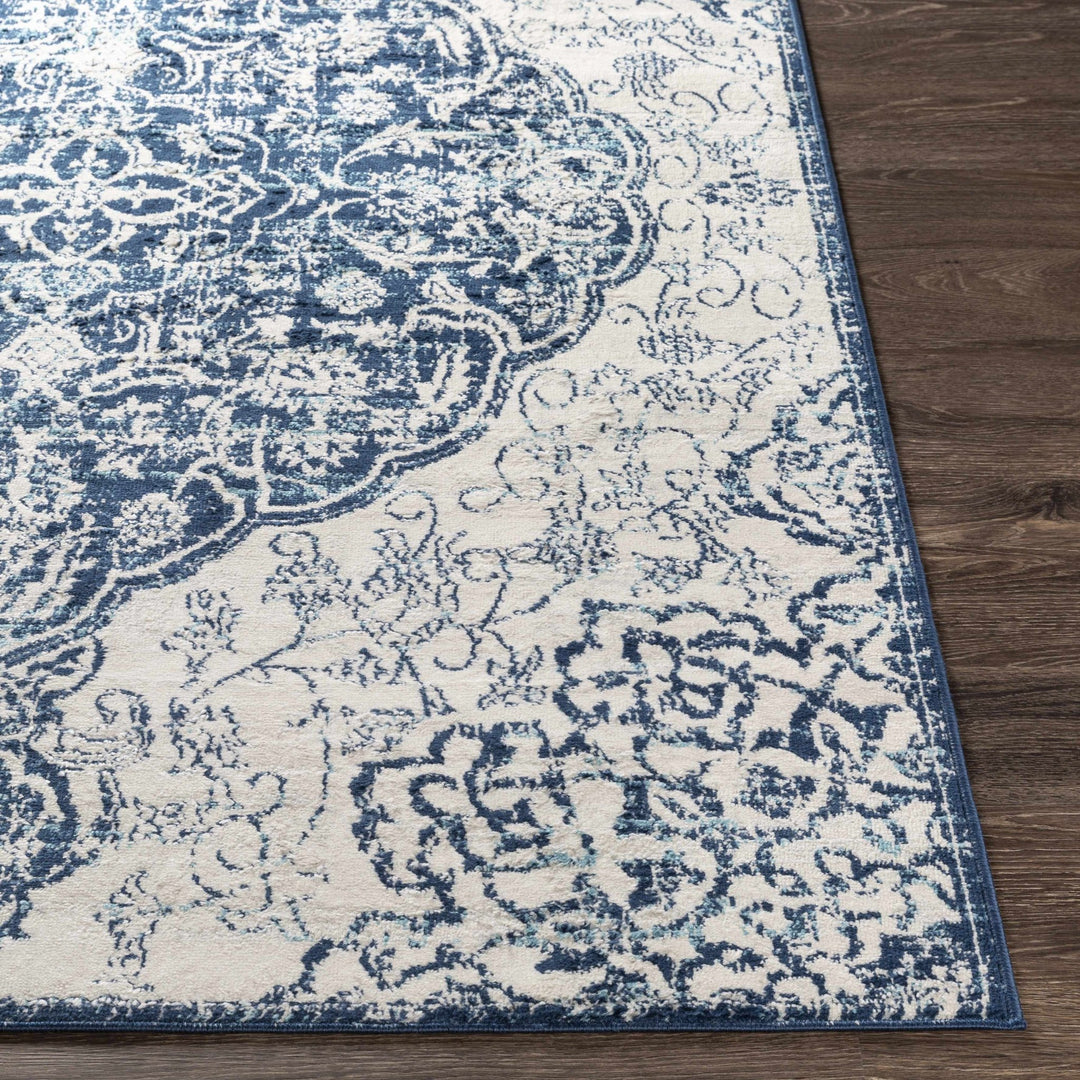 Pannal Traditional Style Ivory And Blue Area Rug - The Rug Decor