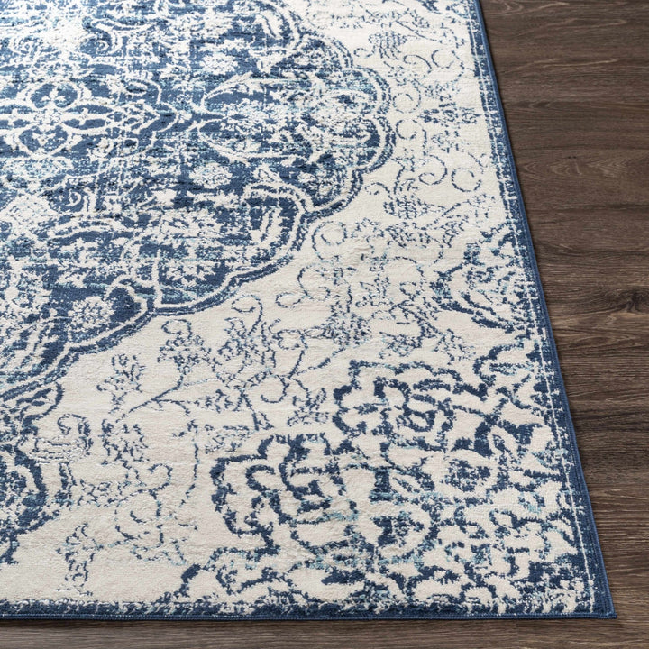 Pannal Traditional Style Ivory And Blue Area Rug - The Rug Decor
