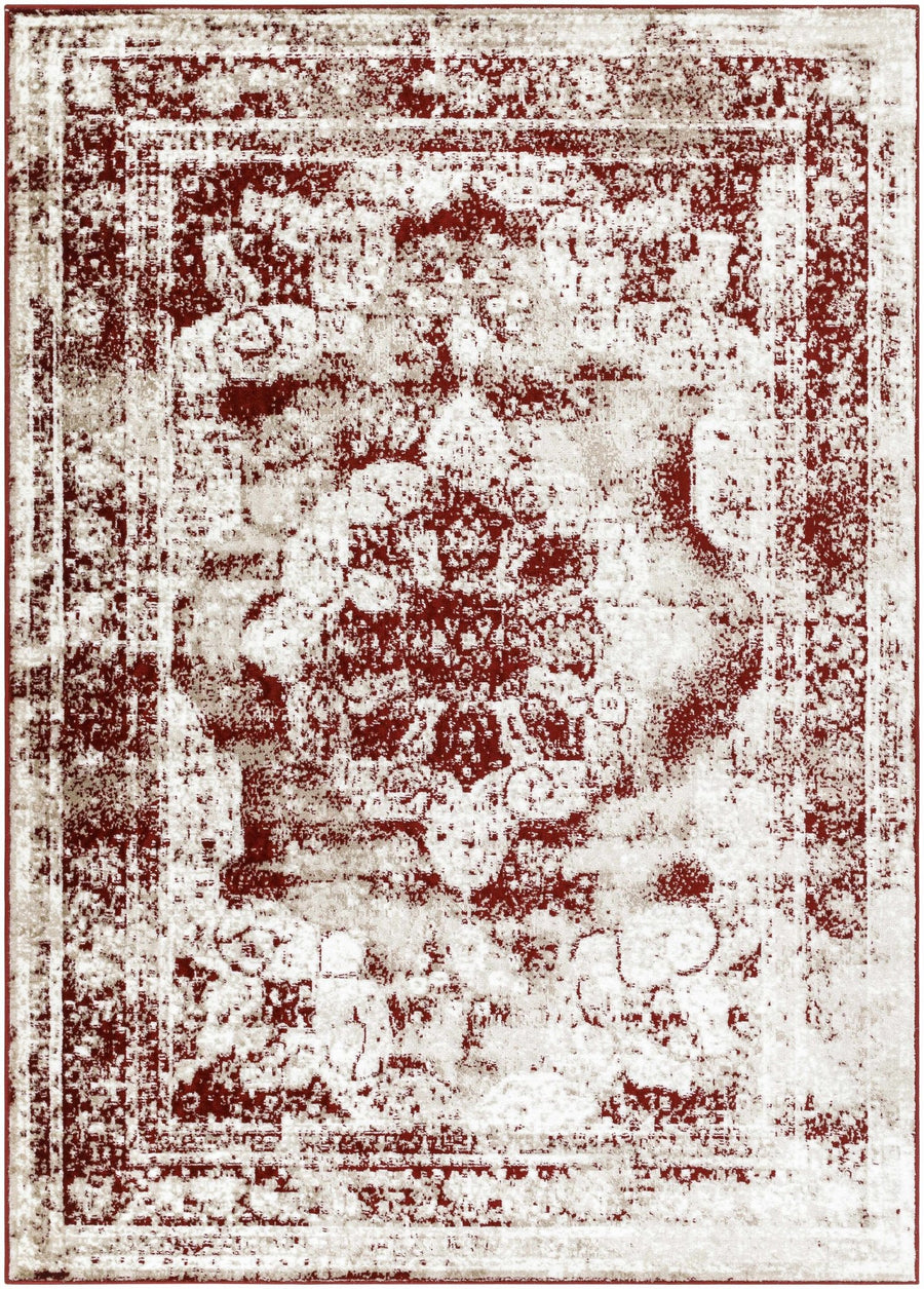 Pansy Maroon And Ivory Traditional Style Area Rug - The Rug Decor