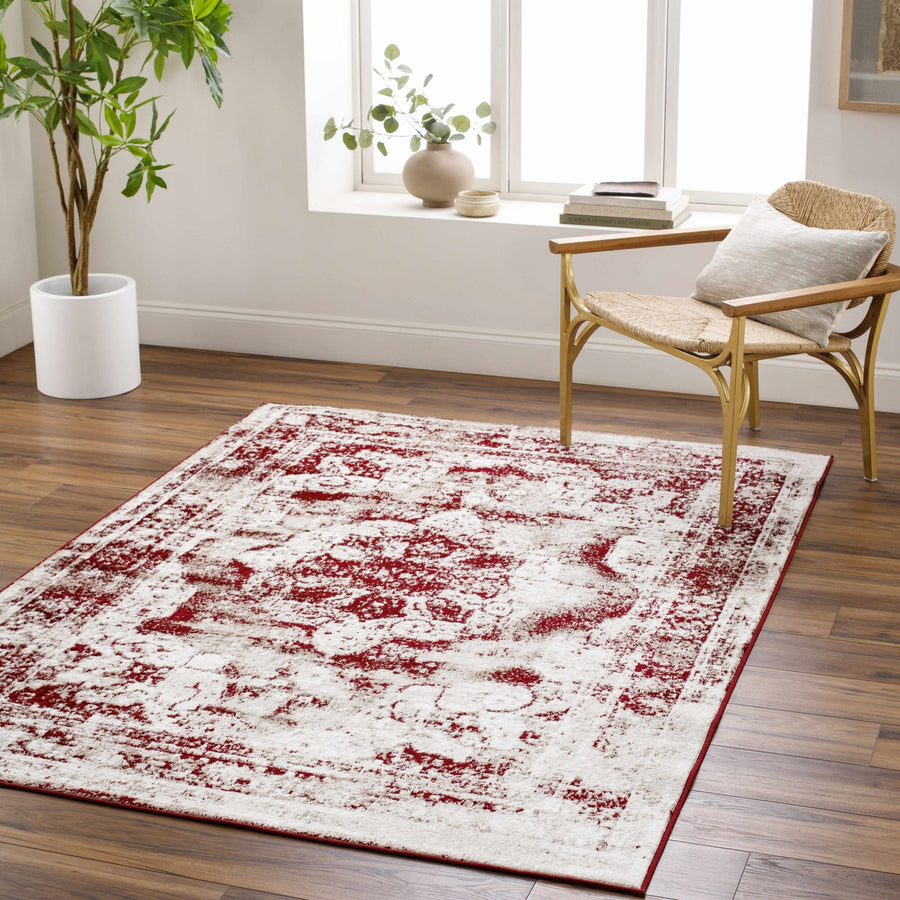 Pansy Maroon And Ivory Traditional Style Area Rug - The Rug Decor