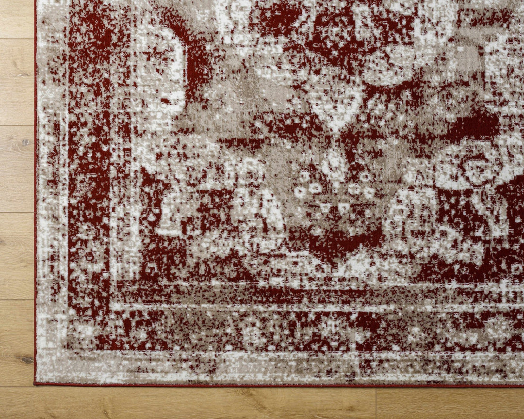 Pansy Maroon And Ivory Traditional Style Area Rug - The Rug Decor
