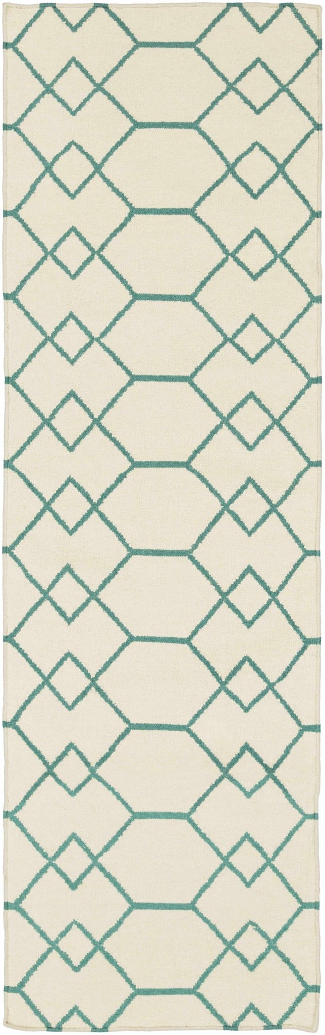 Paonia Modern Geometrical Ivory And Blue Area Rug - The Rug Decor