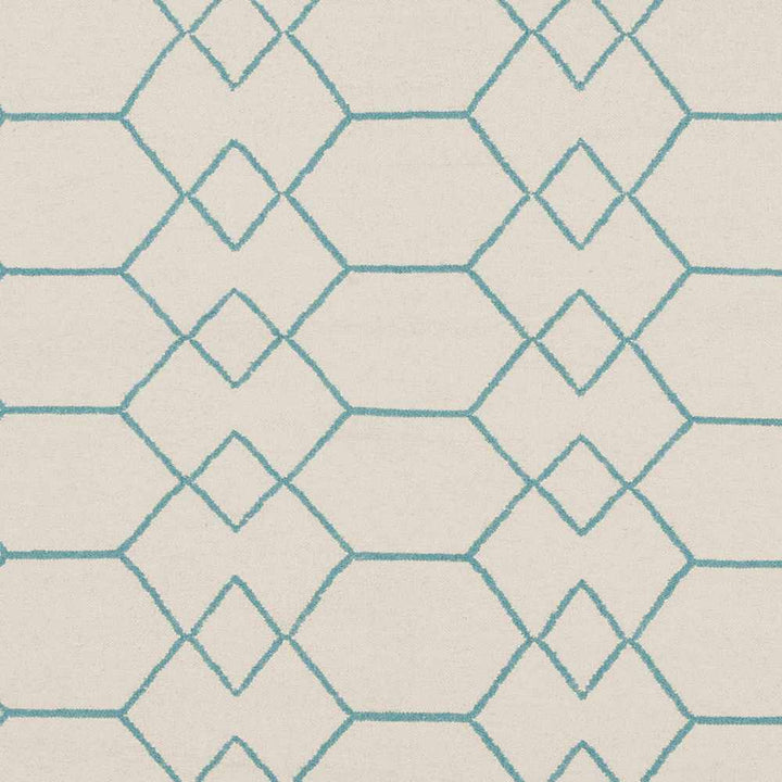 Paonia Modern Geometrical Ivory And Blue Area Rug - The Rug Decor