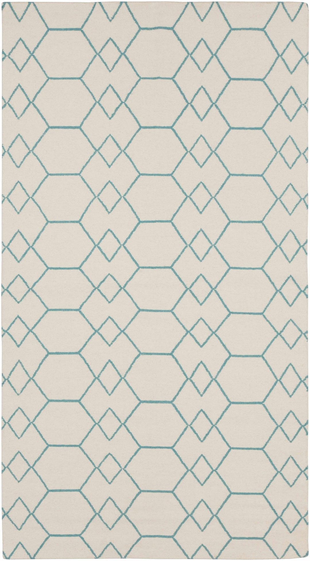 Paonia Modern Geometrical Ivory And Blue Area Rug - The Rug Decor
