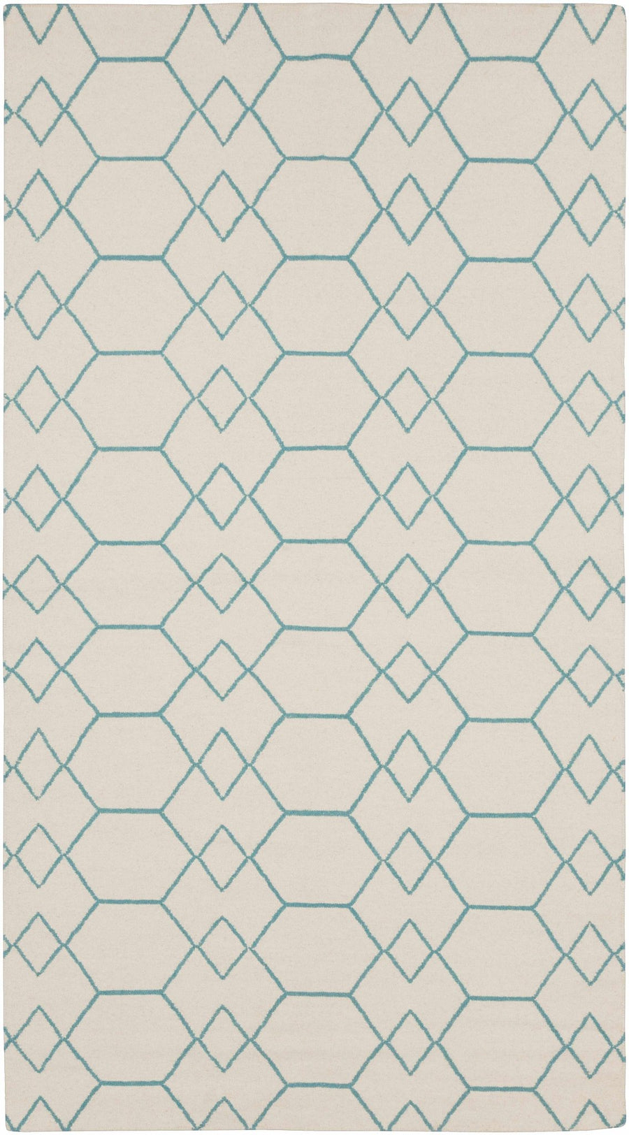 Paonia Modern Geometrical Ivory And Blue Area Rug - The Rug Decor