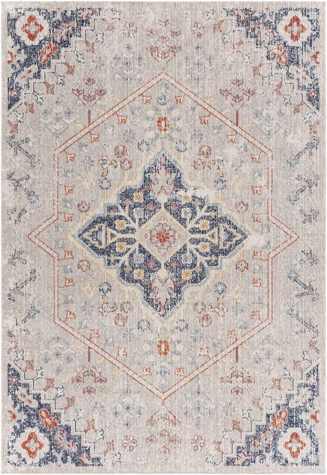 Papineauville Traditional Style Gray And Blue Outdoor Area Rug - The Rug Decor