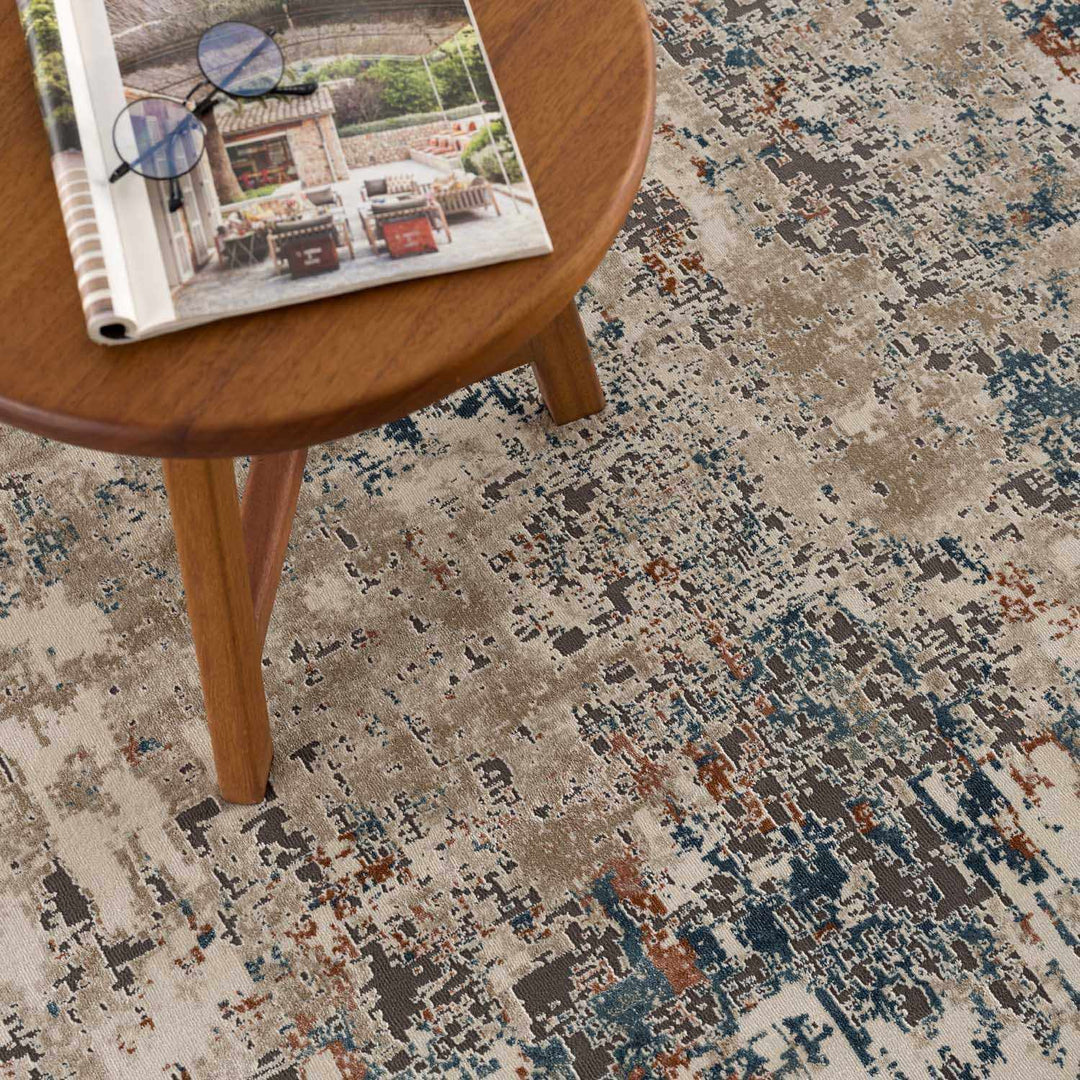 Parkfield Modern Abstract Design Beige And Blue Area Rug - The Rug Decor