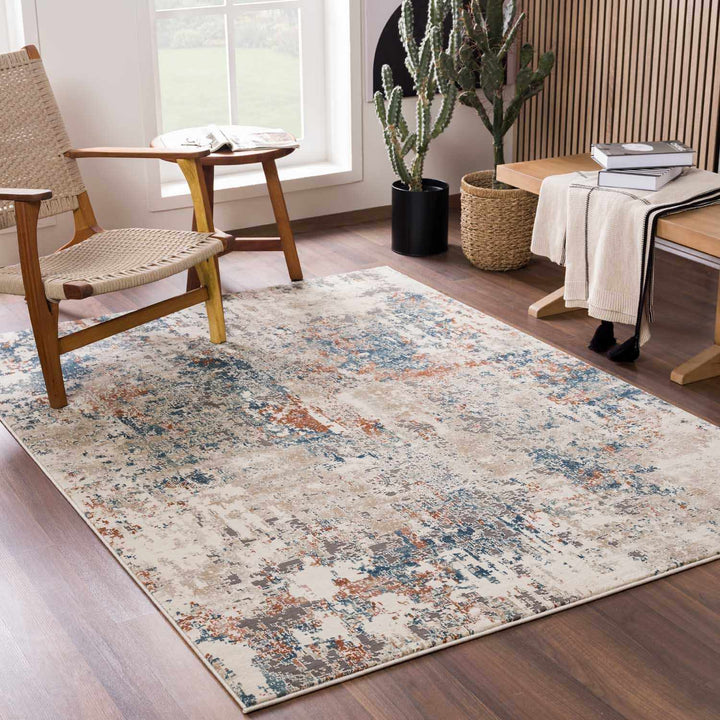 Parkfield Modern Abstract Design Beige And Blue Area Rug - The Rug Decor