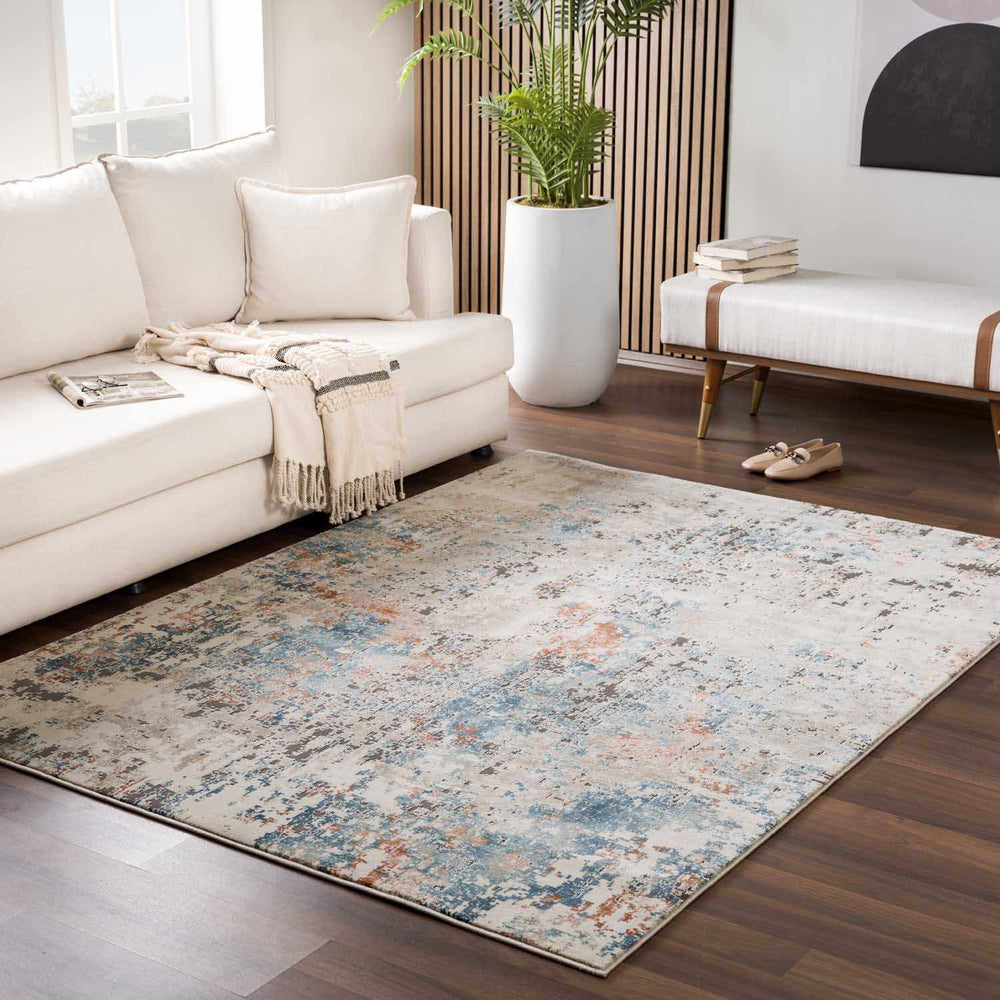 Parkfield Modern Abstract Design Beige And Blue Area Rug - The Rug Decor
