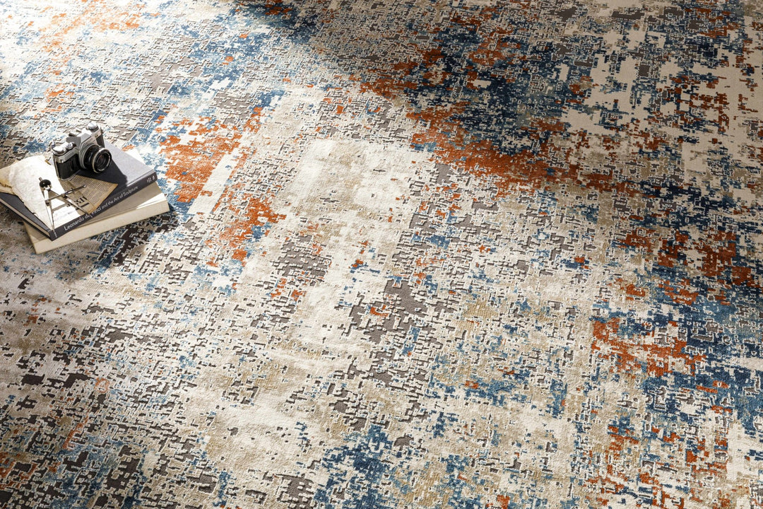 Parkfield Modern Abstract Design Beige And Blue Area Rug - The Rug Decor
