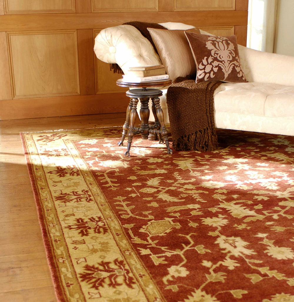 Parkhill Traditional Style Olive & Rust Hand Knotted Wool Rug - The Rug Decor