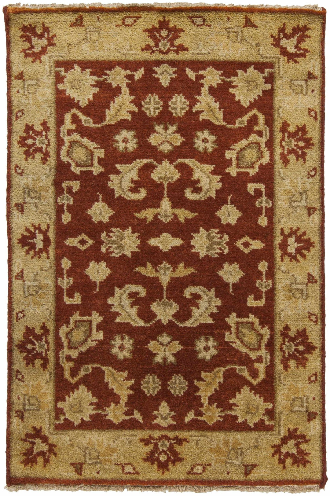 Parkhill Traditional Style Olive & Rust Hand Knotted Wool Rug - The Rug Decor