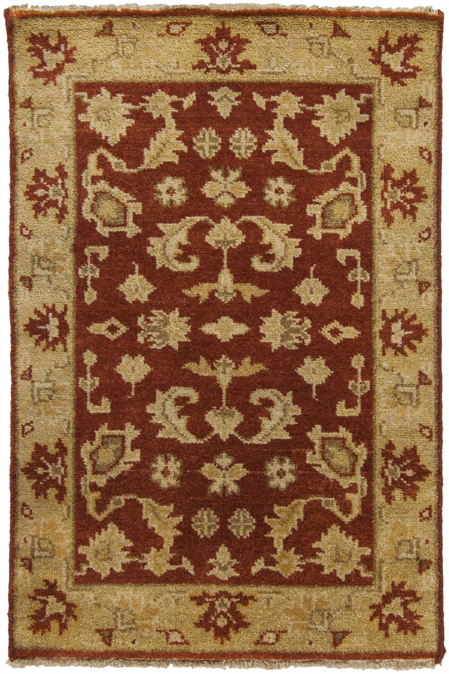 Parkhill Traditional Style Olive & Rust Hand Knotted Wool Rug - The Rug Decor