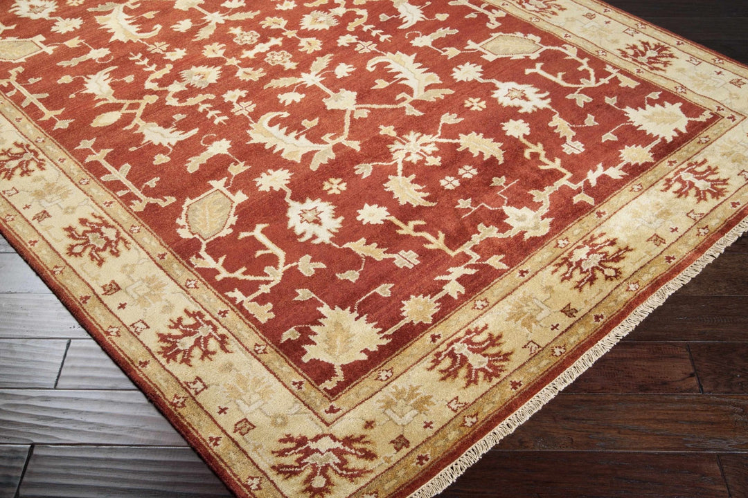 Parkhill Traditional Style Olive & Rust Hand Knotted Wool Rug - The Rug Decor