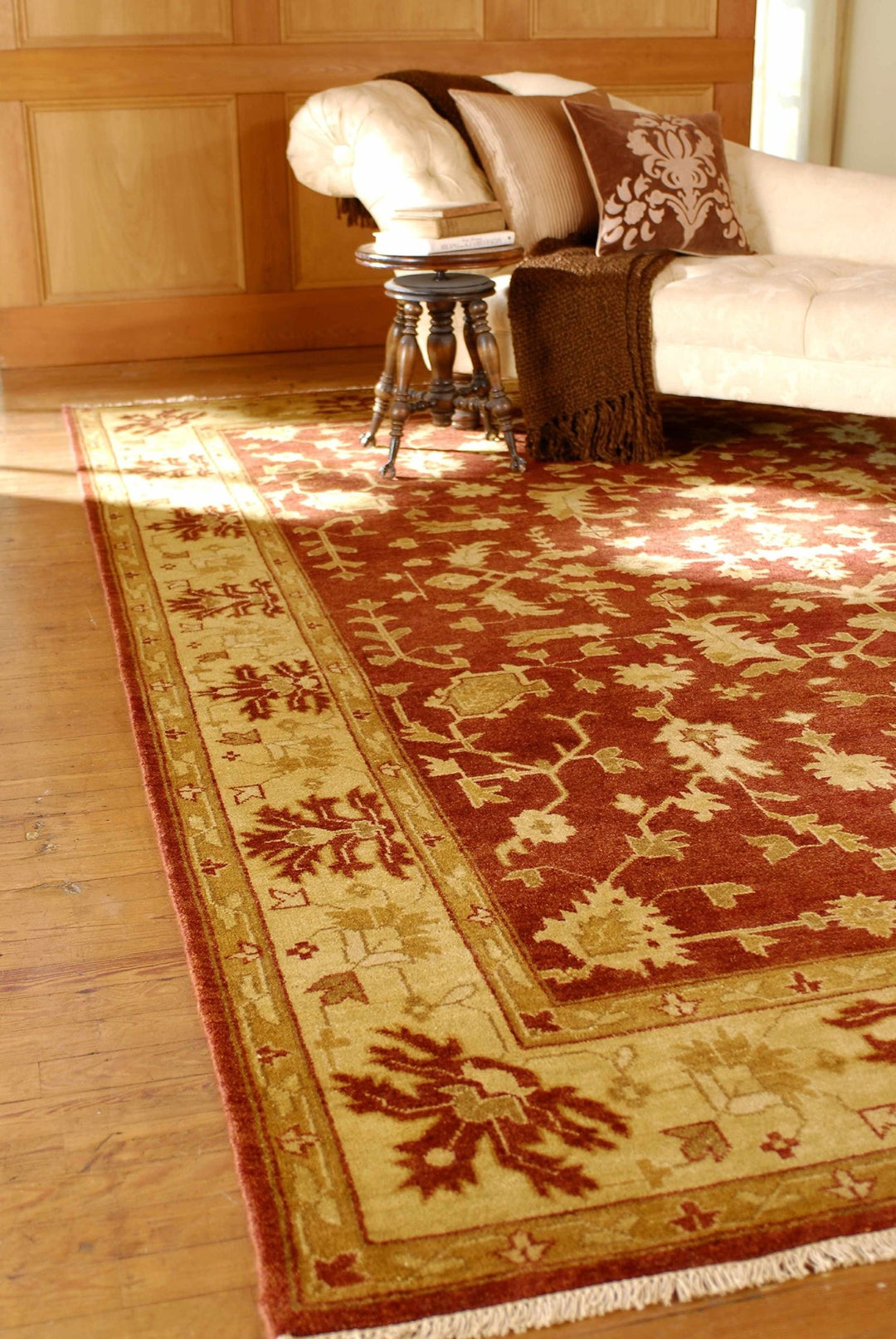 Parkhill Traditional Style Olive & Rust Hand Knotted Wool Rug - The Rug Decor