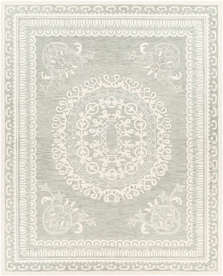 Parsonsburg Ivory And Green Traditional Style Hand Knotted Area Rug - The Rug Decor