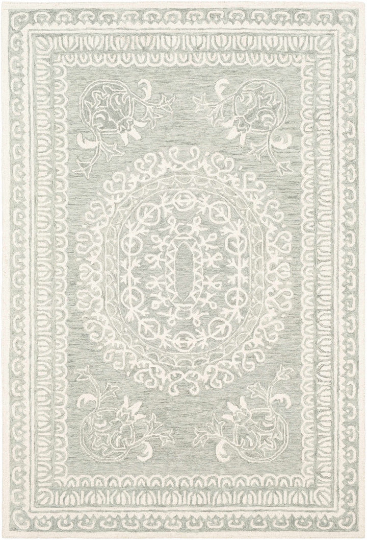 Parsonsburg Ivory And Green Traditional Style Hand Knotted Area Rug - The Rug Decor