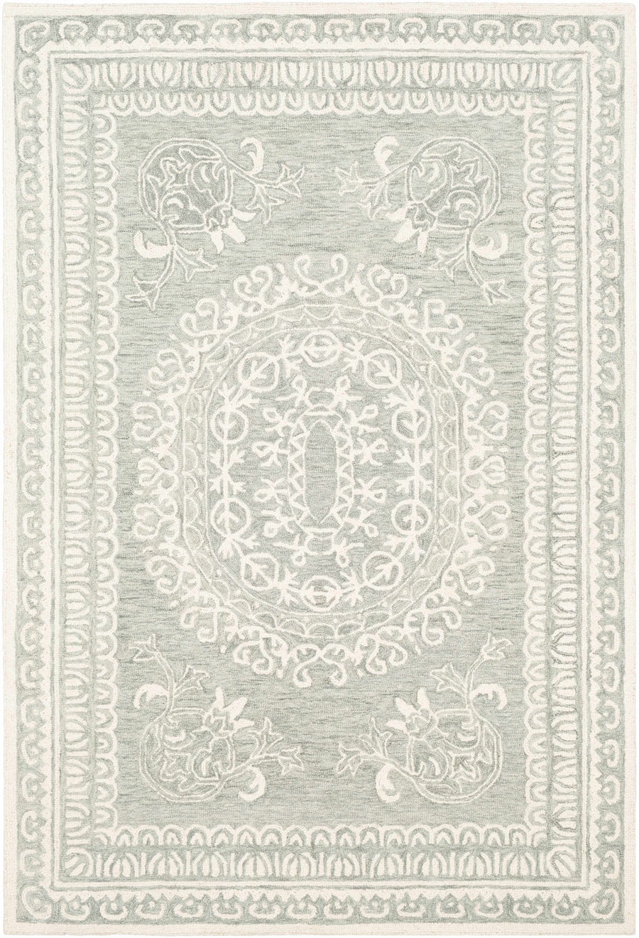 Parsonsburg Ivory And Green Traditional Style Hand Knotted Area Rug - The Rug Decor