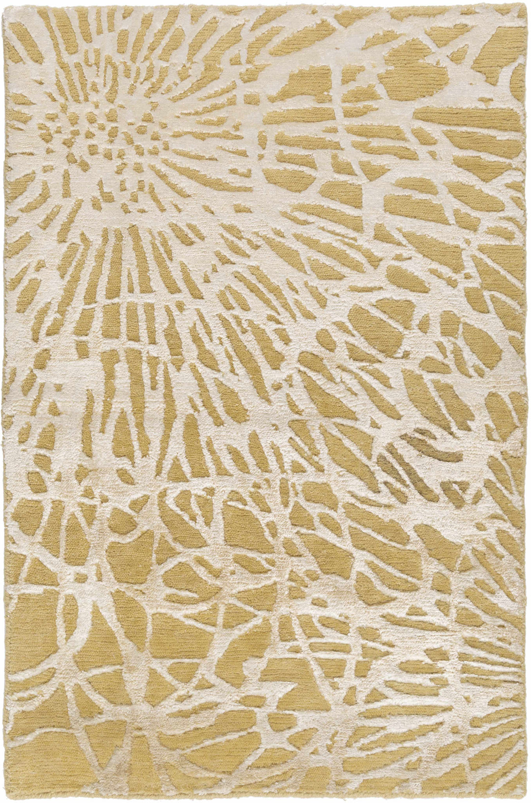 Patagonia Modern Style Mustard And Ivory Hand Knotted Wool Area Rug
