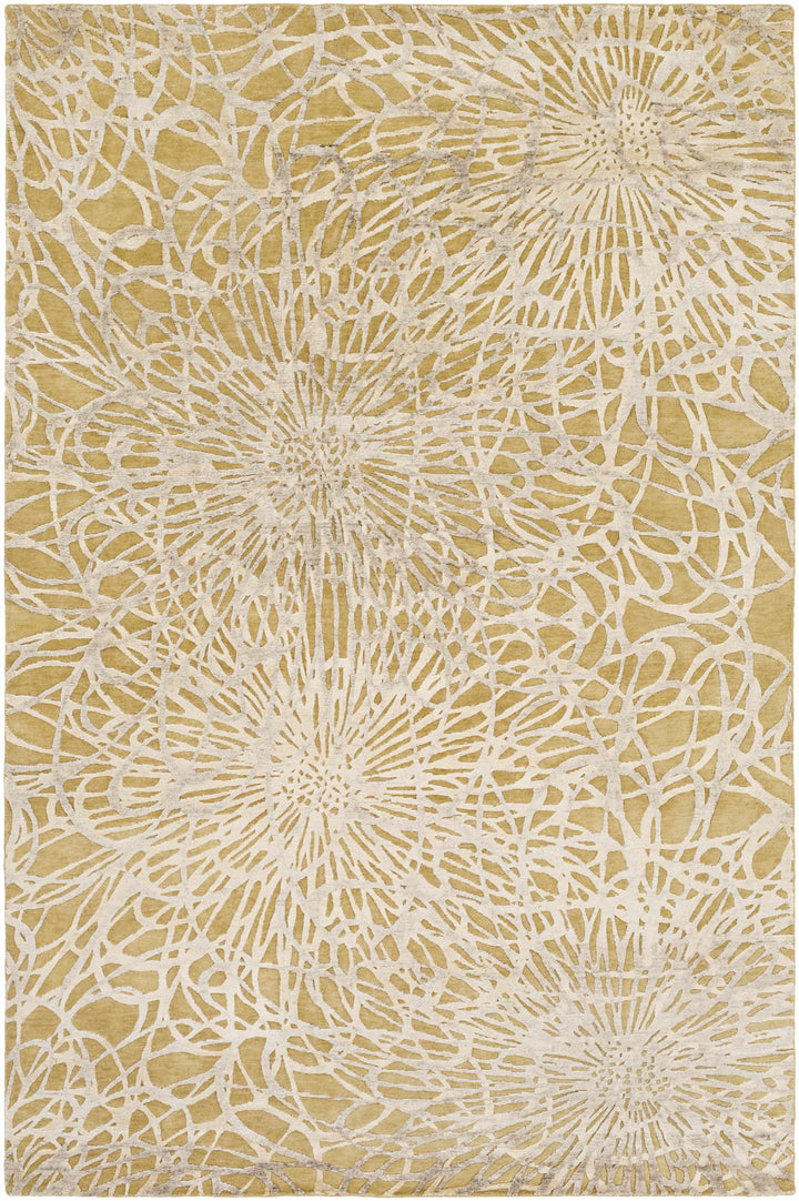 Patagonia Modern Style Mustard And Ivory Hand Knotted Wool Area Rug