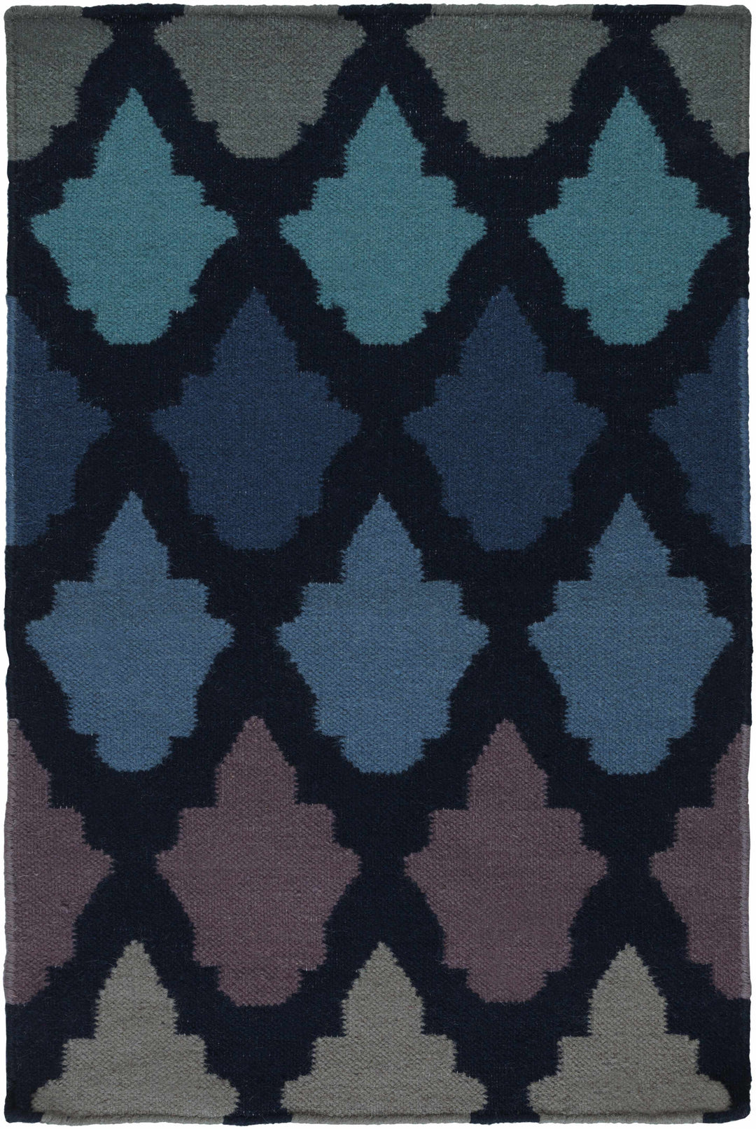 Paton Modern Blue And Black Hand Woven Wool Area Rug