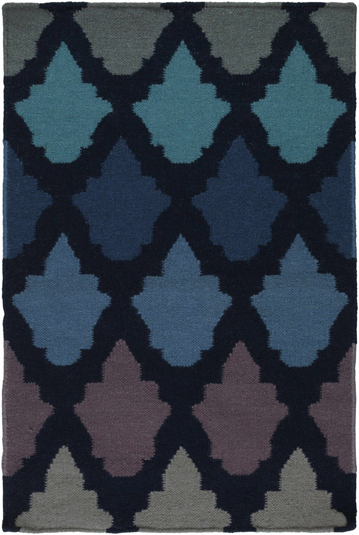 Paton Modern Blue And Black Hand Woven Wool Area Rug