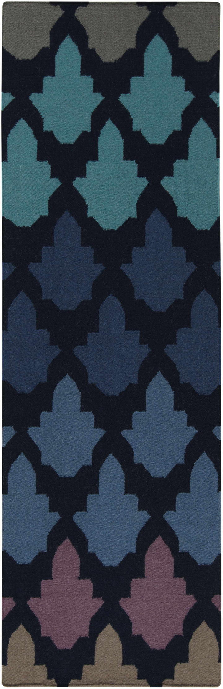 Paton Modern Blue And Black Hand Woven Wool Area Rug