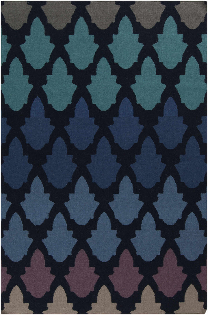Paton Modern Blue And Black Hand Woven Wool Area Rug