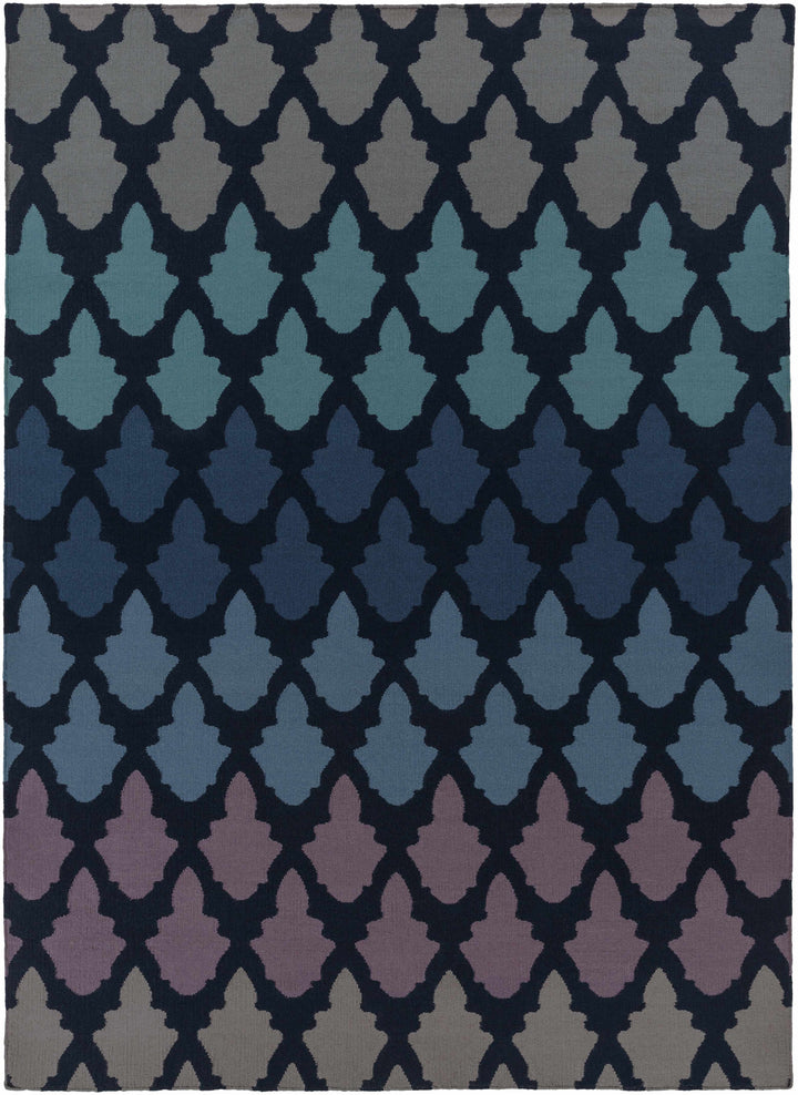 Paton Modern Blue And Black Hand Woven Wool Area Rug