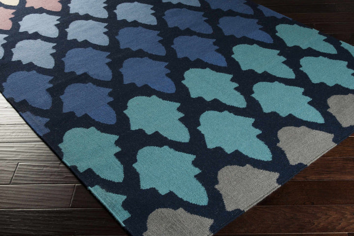 Paton Modern Blue And Black Hand Woven Wool Area Rug - The Rug Decor