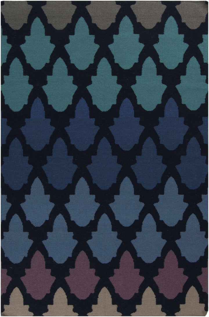 Paton Modern Blue And Black Hand Woven Wool Area Rug - The Rug Decor