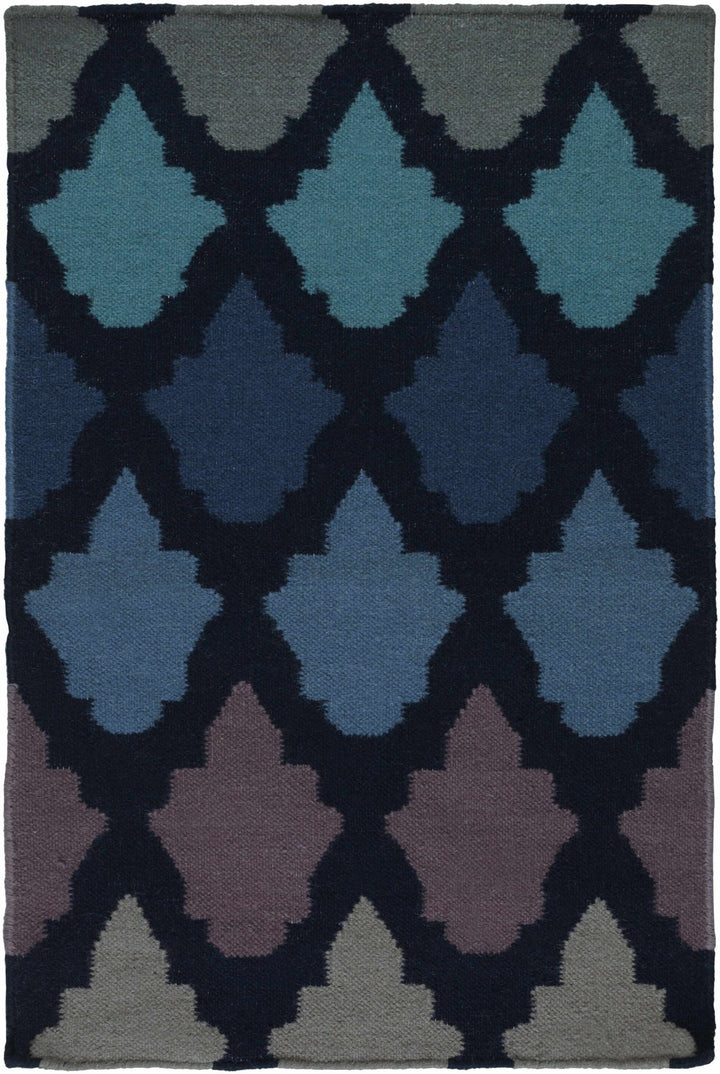 Paton Modern Blue And Black Hand Woven Wool Area Rug - The Rug Decor