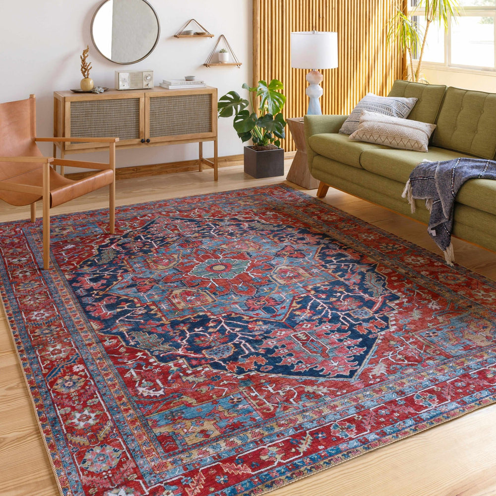 Pauline Traditional Style Red And Blue Area Rug - The Rug Decor