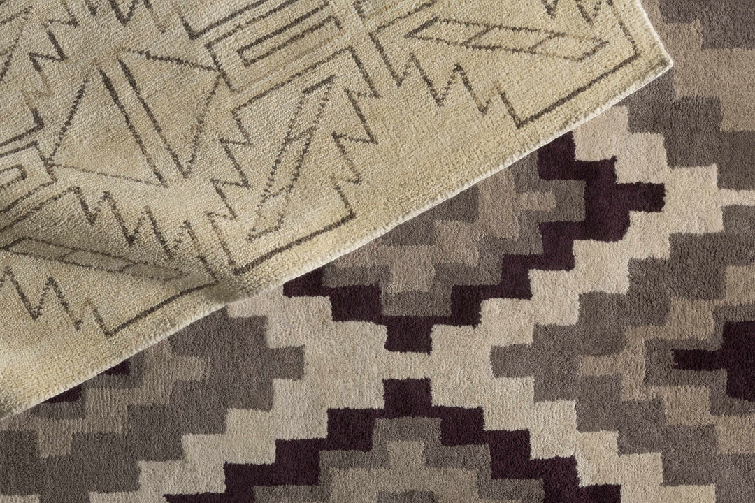 Pawhuska Modern Geometrical Design Beige Hand Knotted Area Rug - The Rug Decor