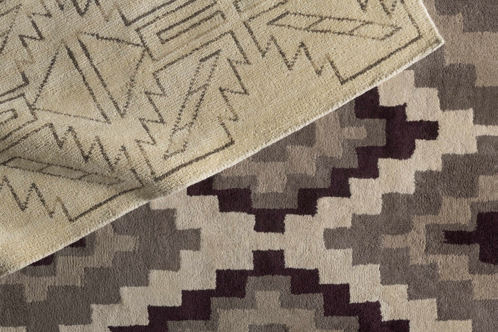 Pawhuska Modern Geometrical Design Beige Hand Knotted Area Rug - The Rug Decor