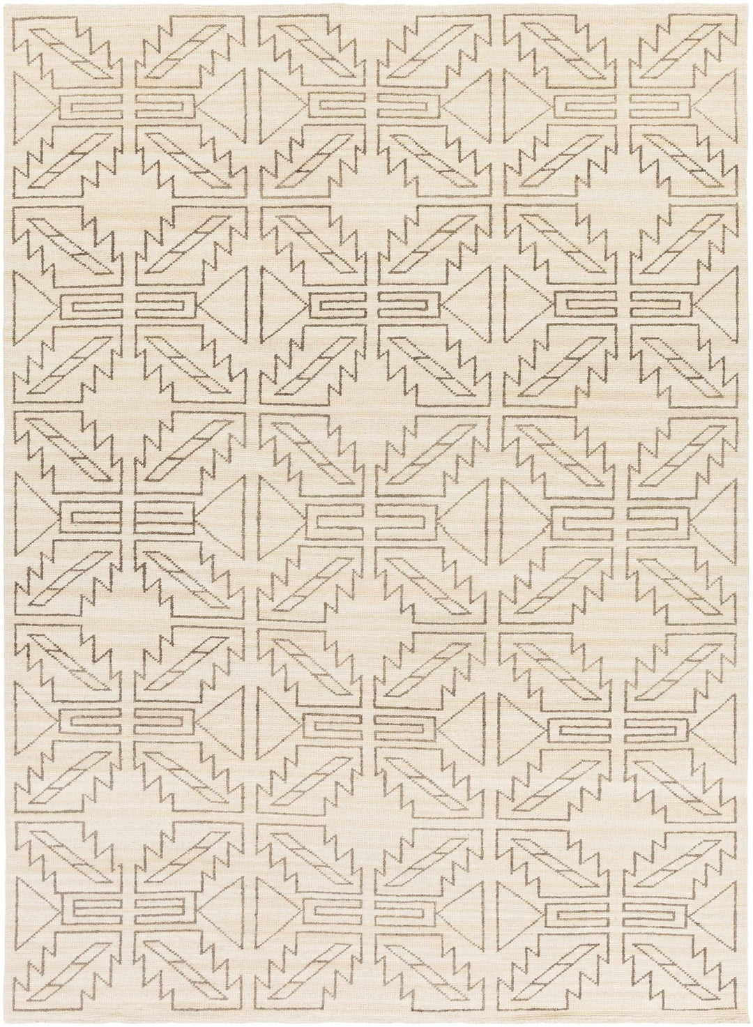 Pawhuska Modern Geometrical Design Beige Hand Knotted Area Rug - The Rug Decor