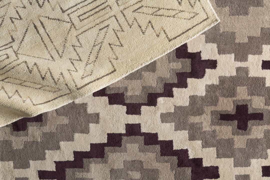 Pawhuska Modern Geometrical Design Beige Hand Knotted Area Rug - The Rug Decor