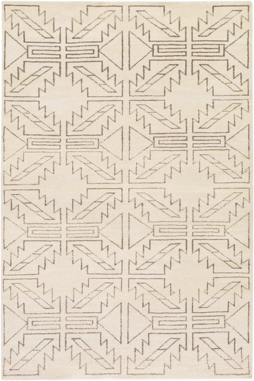 Pawhuska Modern Geometrical Design Beige Hand Knotted Area Rug - The Rug Decor