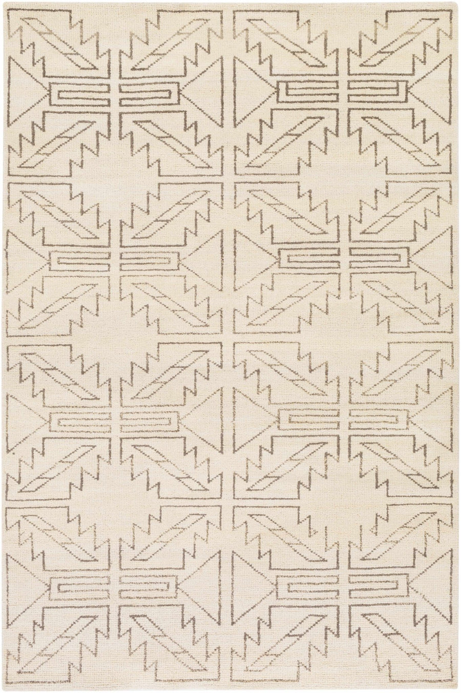 Pawhuska Modern Geometrical Design Beige Hand Knotted Area Rug - The Rug Decor