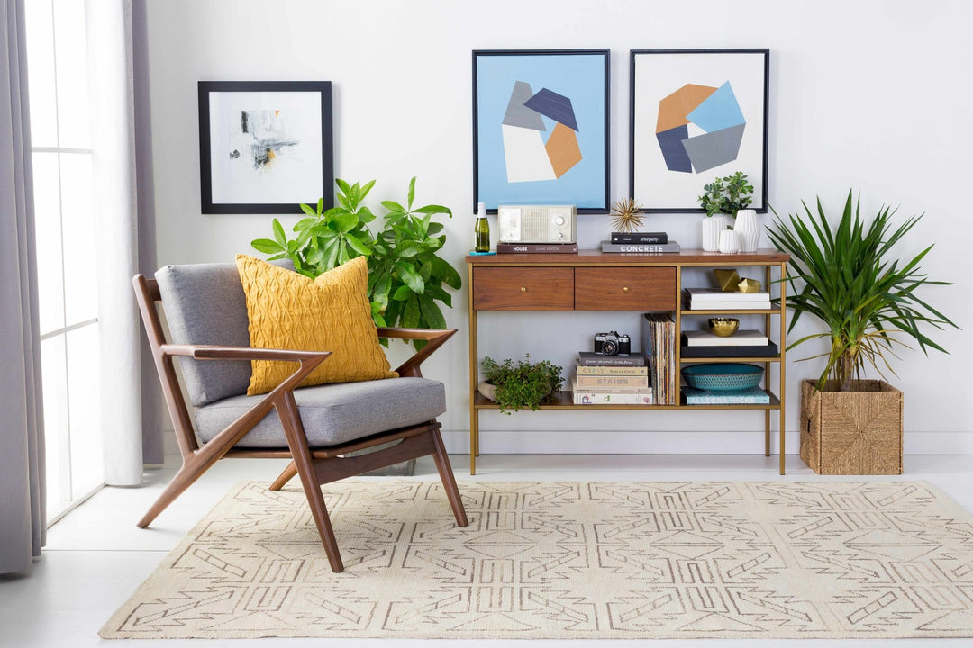 Pawhuska Modern Geometrical Design Beige Hand Knotted Area Rug - The Rug Decor