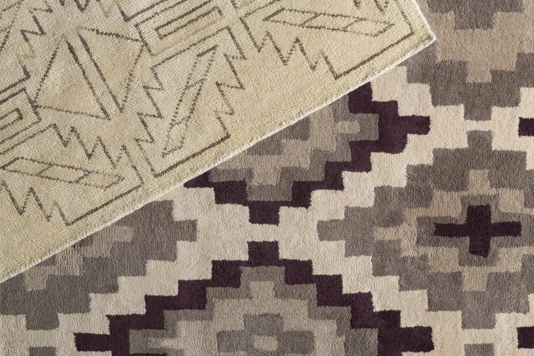 Pawhuska Modern Geometrical Design Beige Hand Knotted Area Rug - The Rug Decor