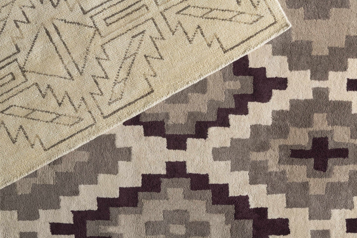 Pawhuska Modern Geometrical Design Beige Hand Knotted Area Rug - The Rug Decor