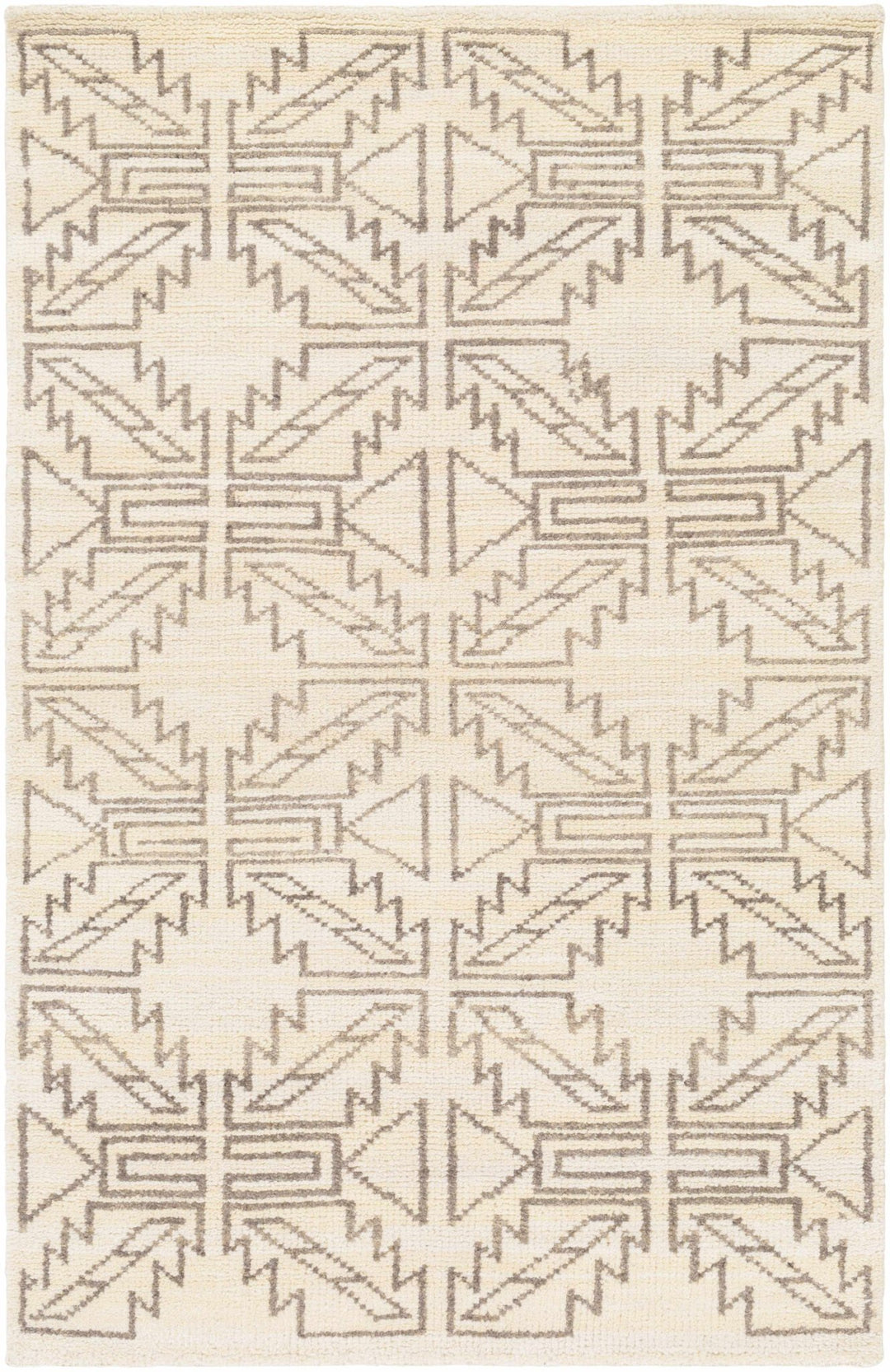Pawhuska Modern Geometrical Design Beige Hand Knotted Area Rug - The Rug Decor