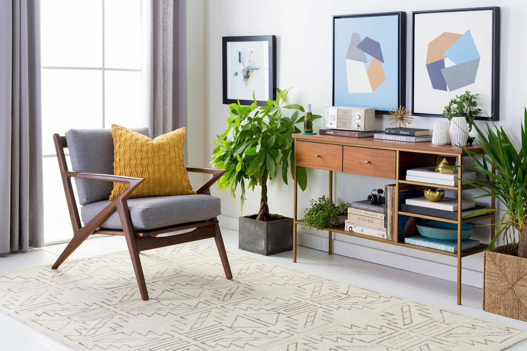Pawhuska Modern Geometrical Design Beige Hand Knotted Area Rug - The Rug Decor