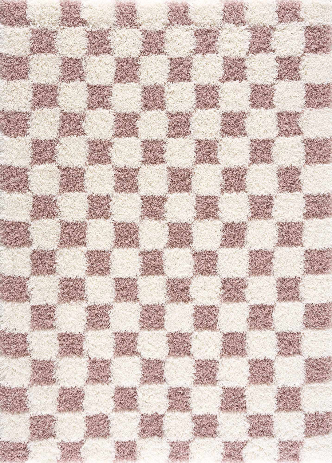 Peach and Ivory Modern Geometrical Checker Board Plush Pile Moroccan Style Area Rug - The Rug Decor