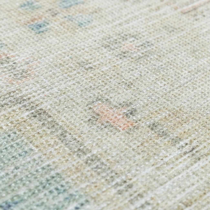 Peach, Blue, Brown and Beige Traditional Vintage Style Machine Washable Area Rug - The Rug Decor