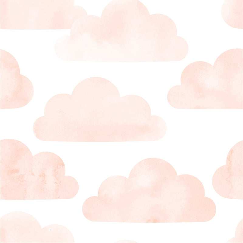 Peach Clouds self - adhesive Wallpaper, Watercolor Nursery Wall Decor - The Rug Decor