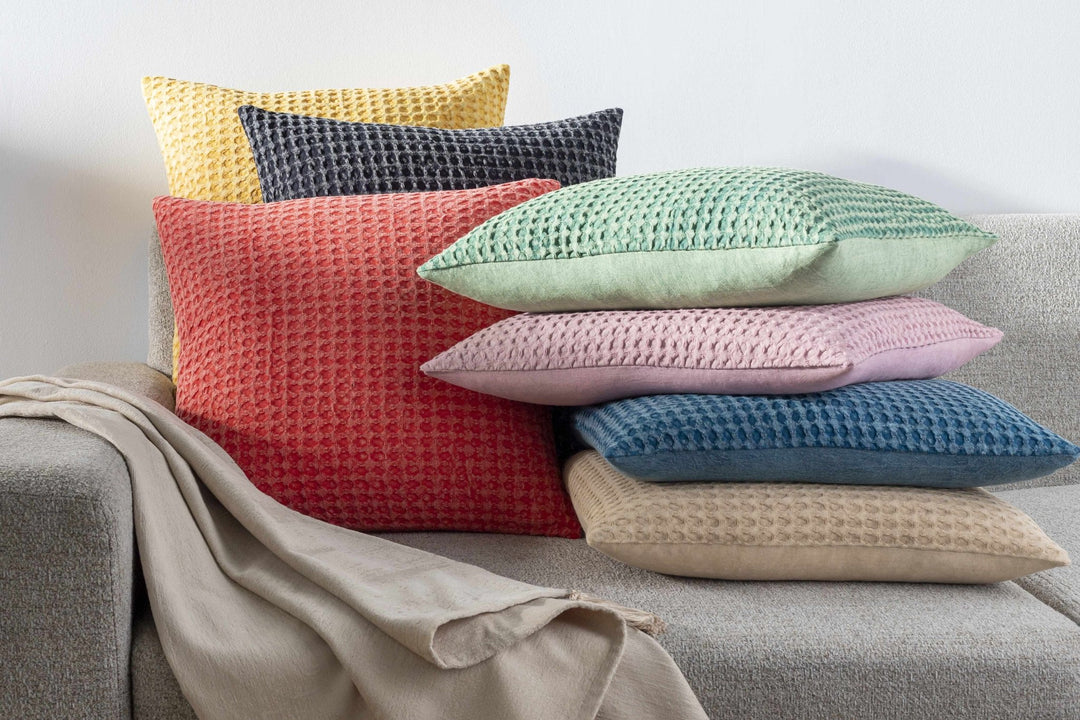 Peach Modern Textured Cotton Square Throw Pillow - The Rug Decor