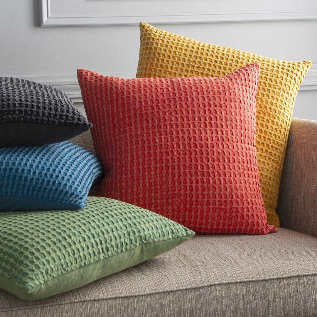 Peach Modern Textured Cotton Square Throw Pillow - The Rug Decor